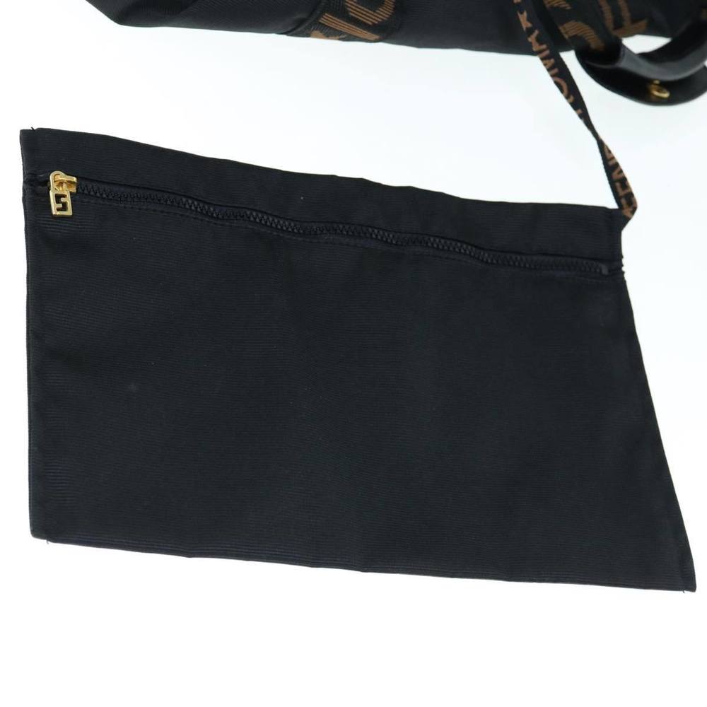 FENDI Boston Bag Nylon 2way Black Brown Auth bs11573 - Picture 12 of 16